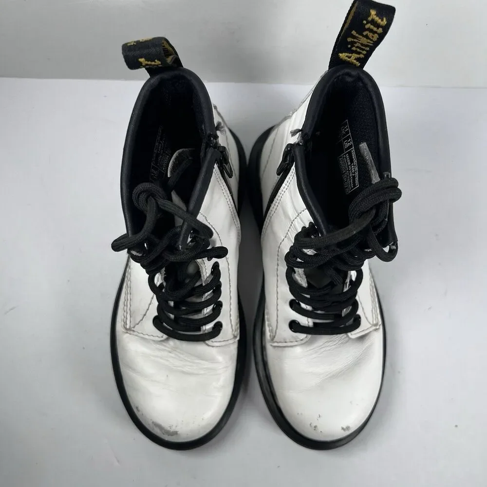 Dr. Doc Martens 1460J Lace Up White Combat Boots Youth Size 12